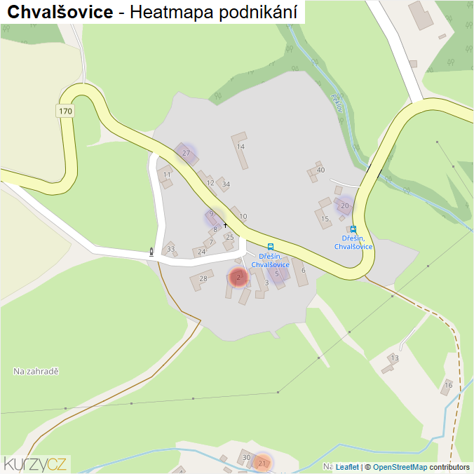 Mapa Chvalšovice - Firmy v části obce.