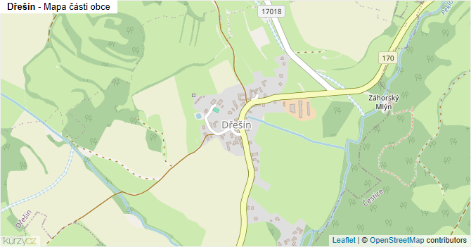 Dřešín - mapa části obce