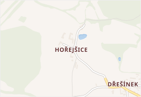 Hořejšice v obci Dřešín - mapa části obce