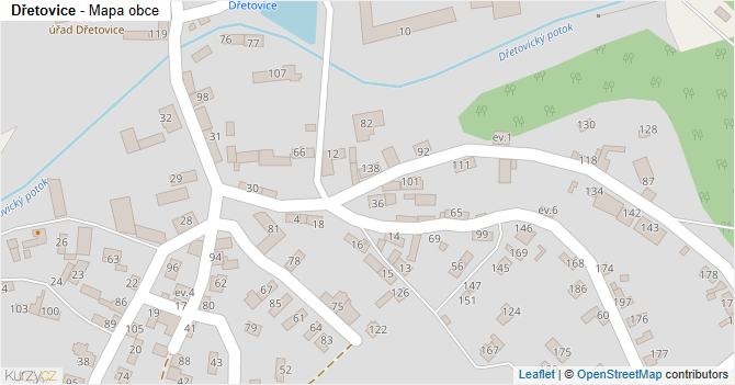 Dřetovice - mapa obce