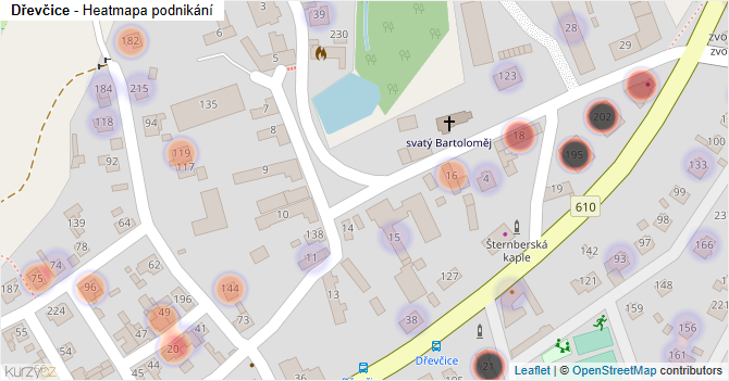 Dřevčice - mapa podnikání
