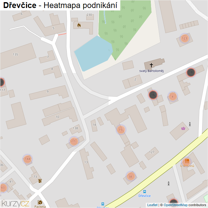 Mapa Dřevčice - Firmy v obci.