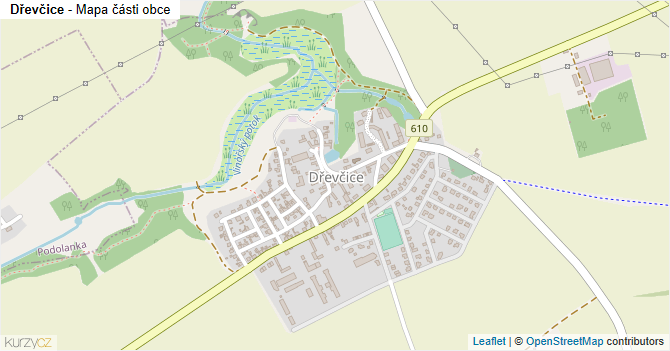 Dřevčice - mapa části obce