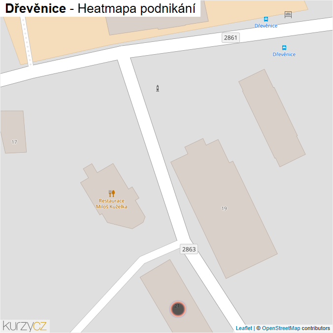 Mapa Dřevěnice - Firmy v obci.