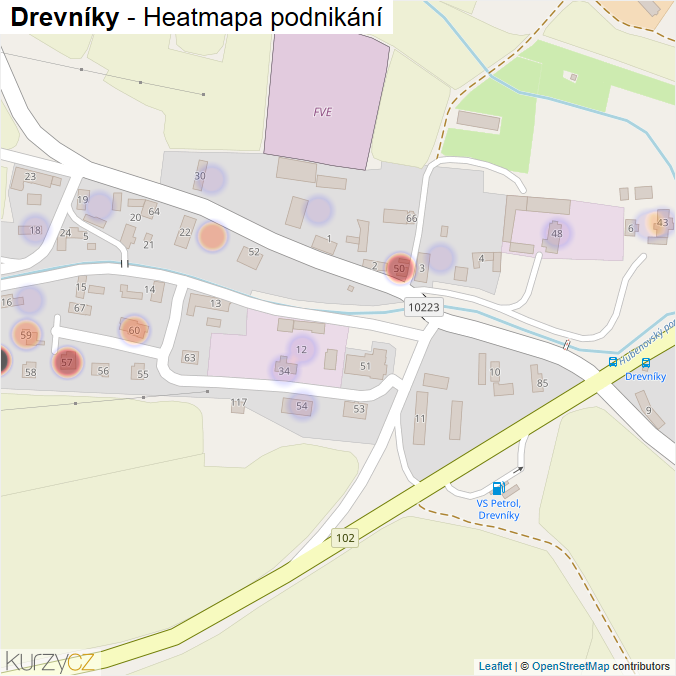Mapa Drevníky - Firmy v části obce.