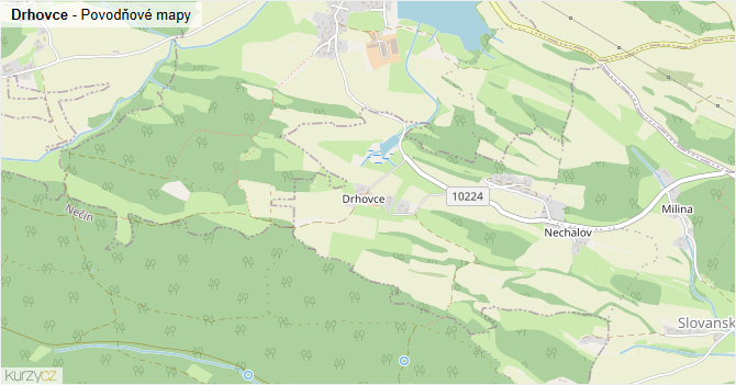 Drhovce - záplavové mapy stoleté vody