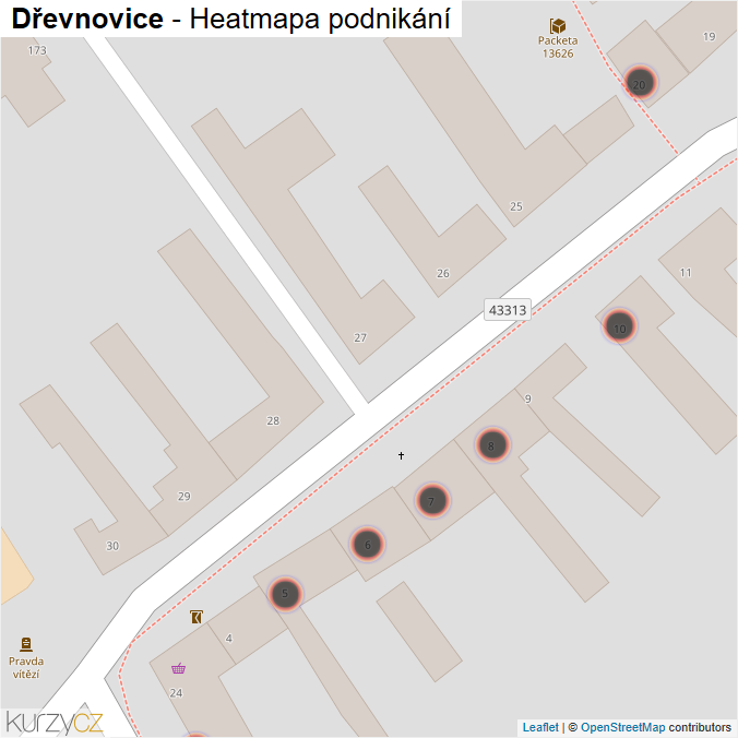Mapa Dřevnovice - Firmy v obci.