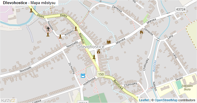 Dřevohostice - mapa městysu
