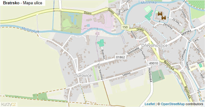 Bratrsko - mapa ulice