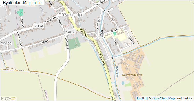 Bystřická - mapa ulice