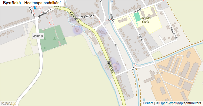Bystřická - mapa podnikání