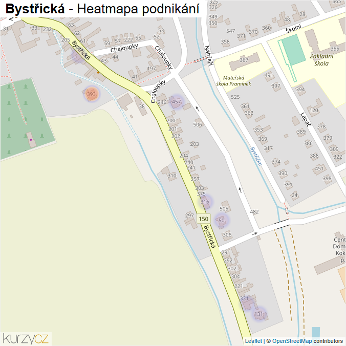 Mapa Bystřická - Firmy v ulici.