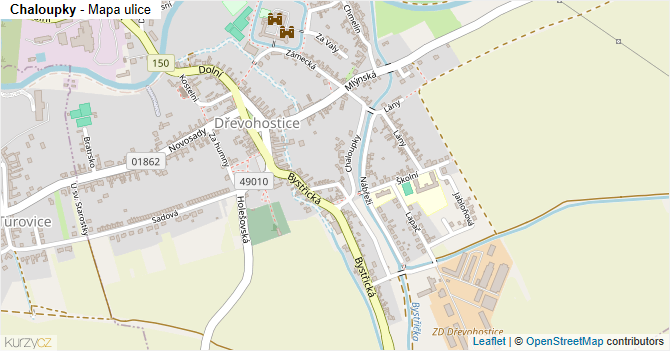 Chaloupky - mapa ulice
