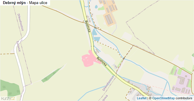 Debrný mlýn - mapa ulice