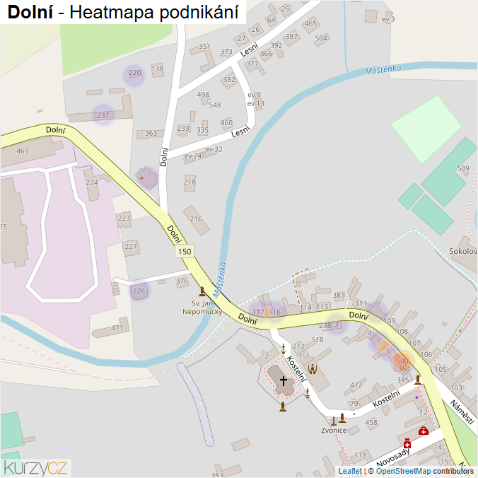 Mapa Dolní - Firmy v ulici.