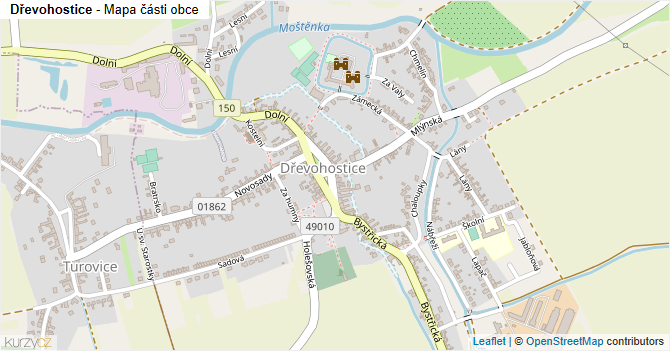 Dřevohostice - mapa části obce