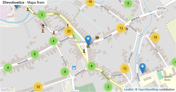 Dřevohostice - mapa firem