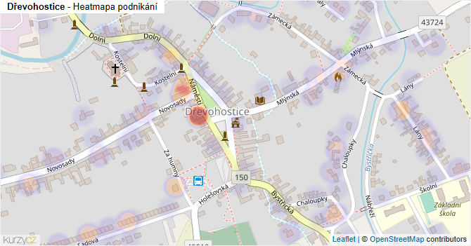 Dřevohostice - mapa podnikání