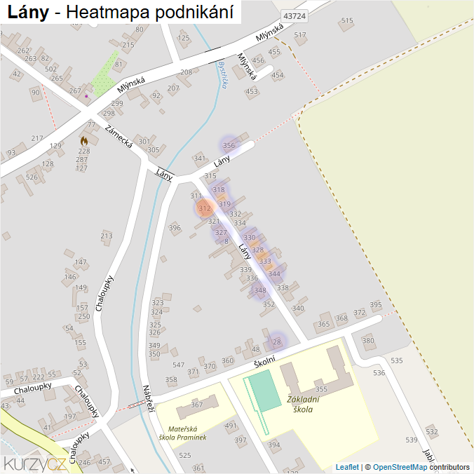 Mapa Lány - Firmy v ulici.