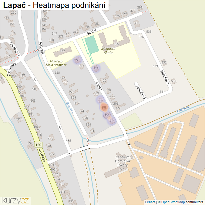 Mapa Lapač - Firmy v ulici.