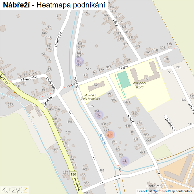 Mapa Nábřeží - Firmy v ulici.
