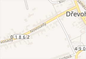 Novosady v obci Dřevohostice - mapa ulice