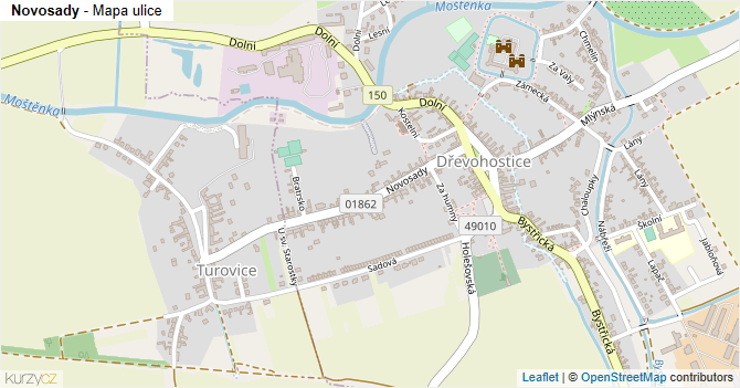 Novosady - mapa ulice