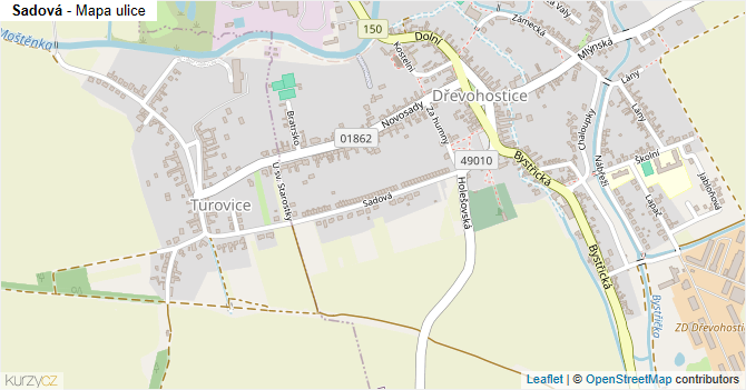 Sadová - mapa ulice