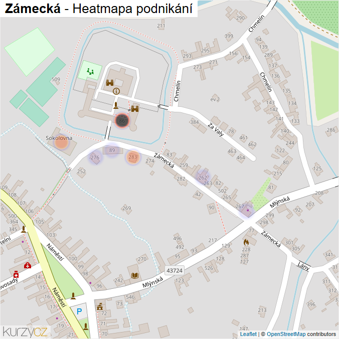Mapa Zámecká - Firmy v ulici.