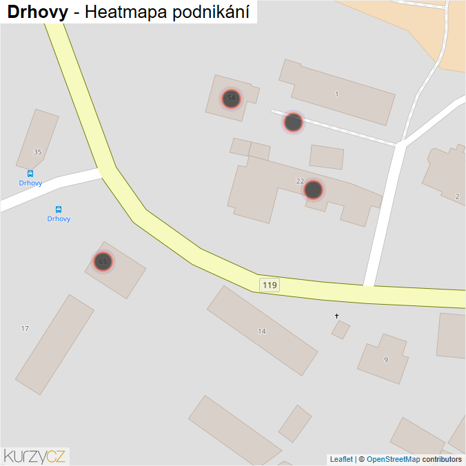 Mapa Drhovy - Firmy v obci.