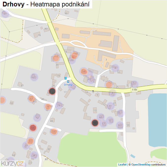 Mapa Drhovy - Firmy v části obce.