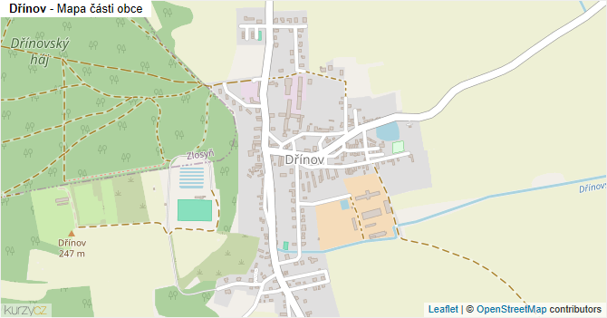 Dřínov - mapa části obce