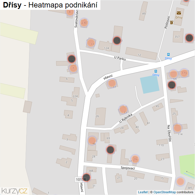 Mapa Dřísy - Firmy v obci.