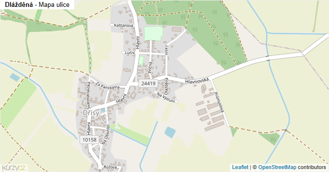 Dlážděná - mapa ulice