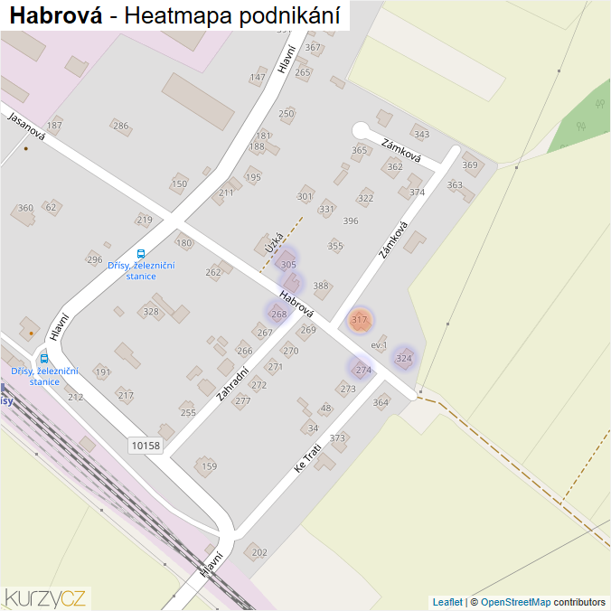 Mapa Habrová - Firmy v ulici.