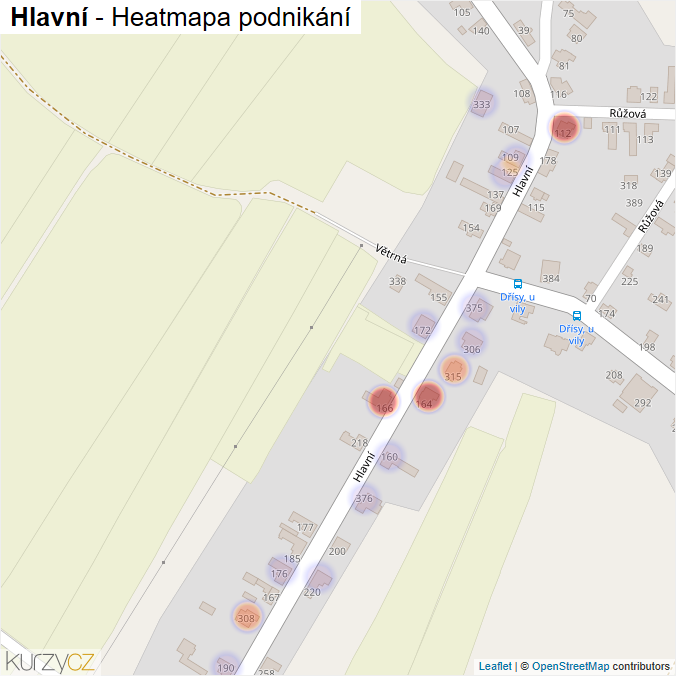 Mapa Hlavní - Firmy v ulici.