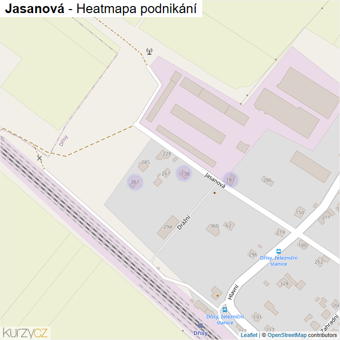 Mapa Jasanová - Firmy v ulici.