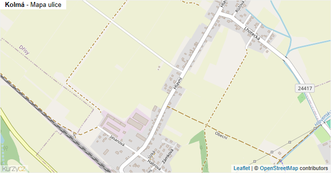 Kolmá - mapa ulice