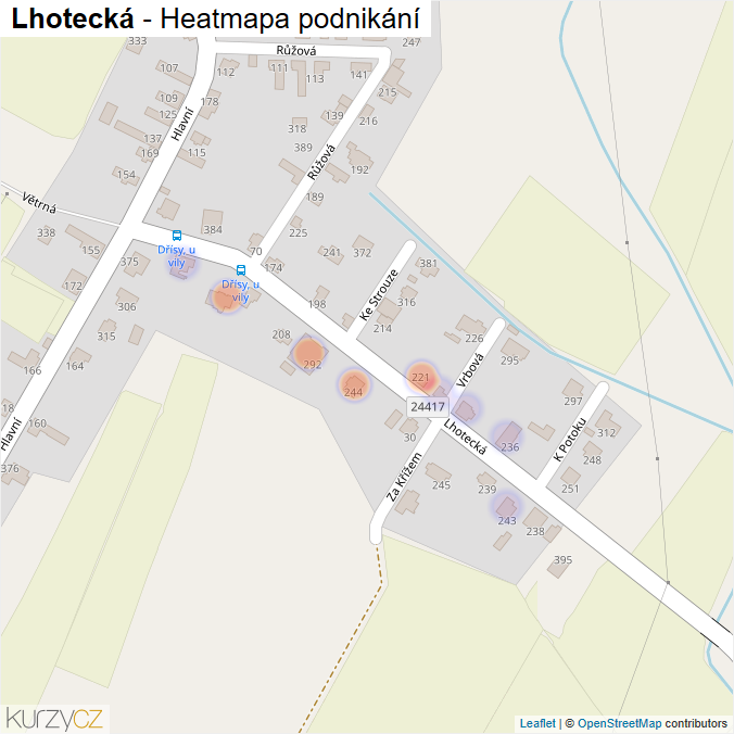 Mapa Lhotecká - Firmy v ulici.