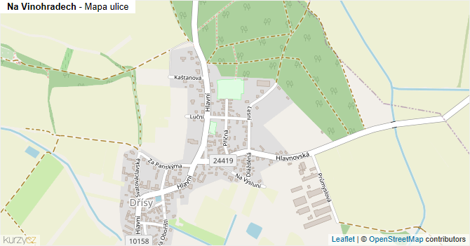 Na Vinohradech - mapa ulice