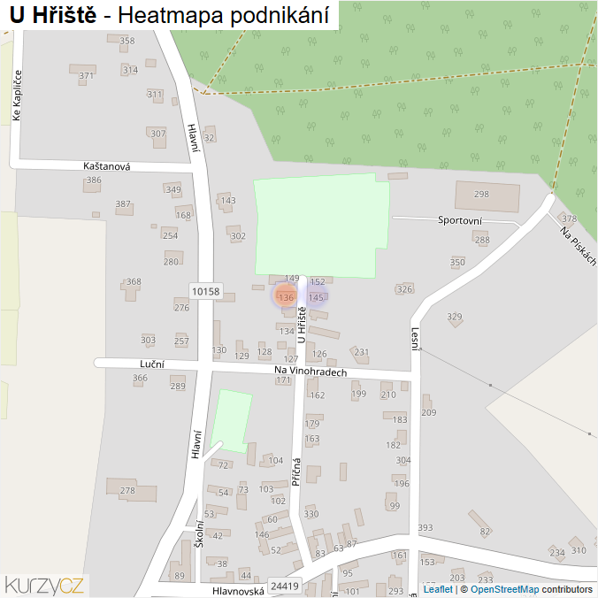 Mapa U Hřiště - Firmy v ulici.