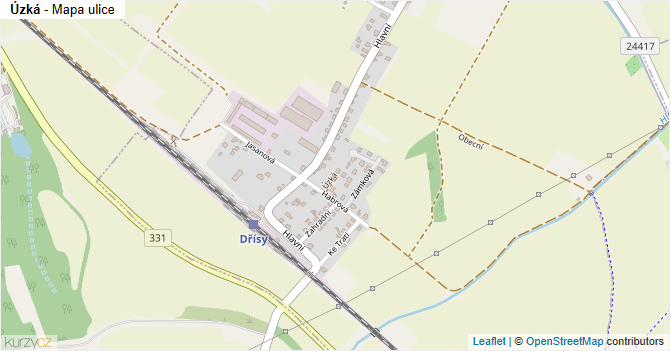 Úzká - mapa ulice