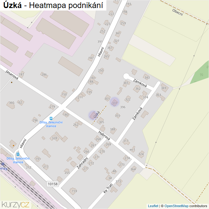 Mapa Úzká - Firmy v ulici.