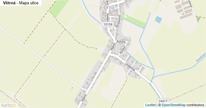Větrná - mapa ulice