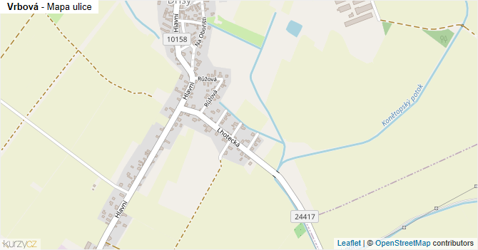 Vrbová - mapa ulice