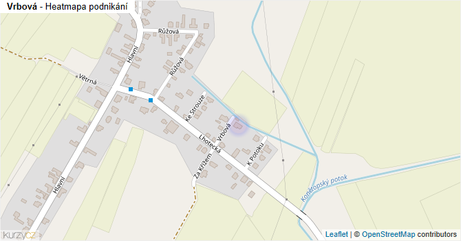 Vrbová - mapa podnikání