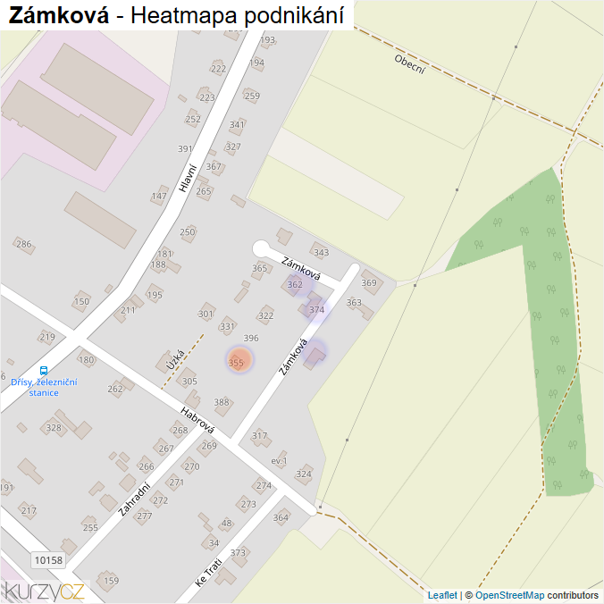Mapa Zámková - Firmy v ulici.