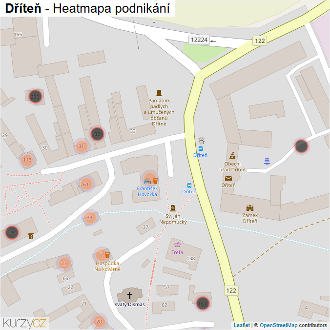 Mapa Dříteň - Firmy v obci.