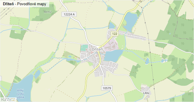 Dříteň - záplavové mapy stoleté vody