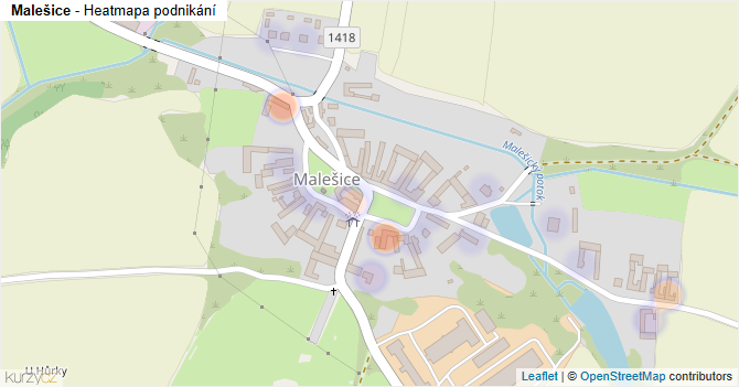 Malešice - mapa podnikání